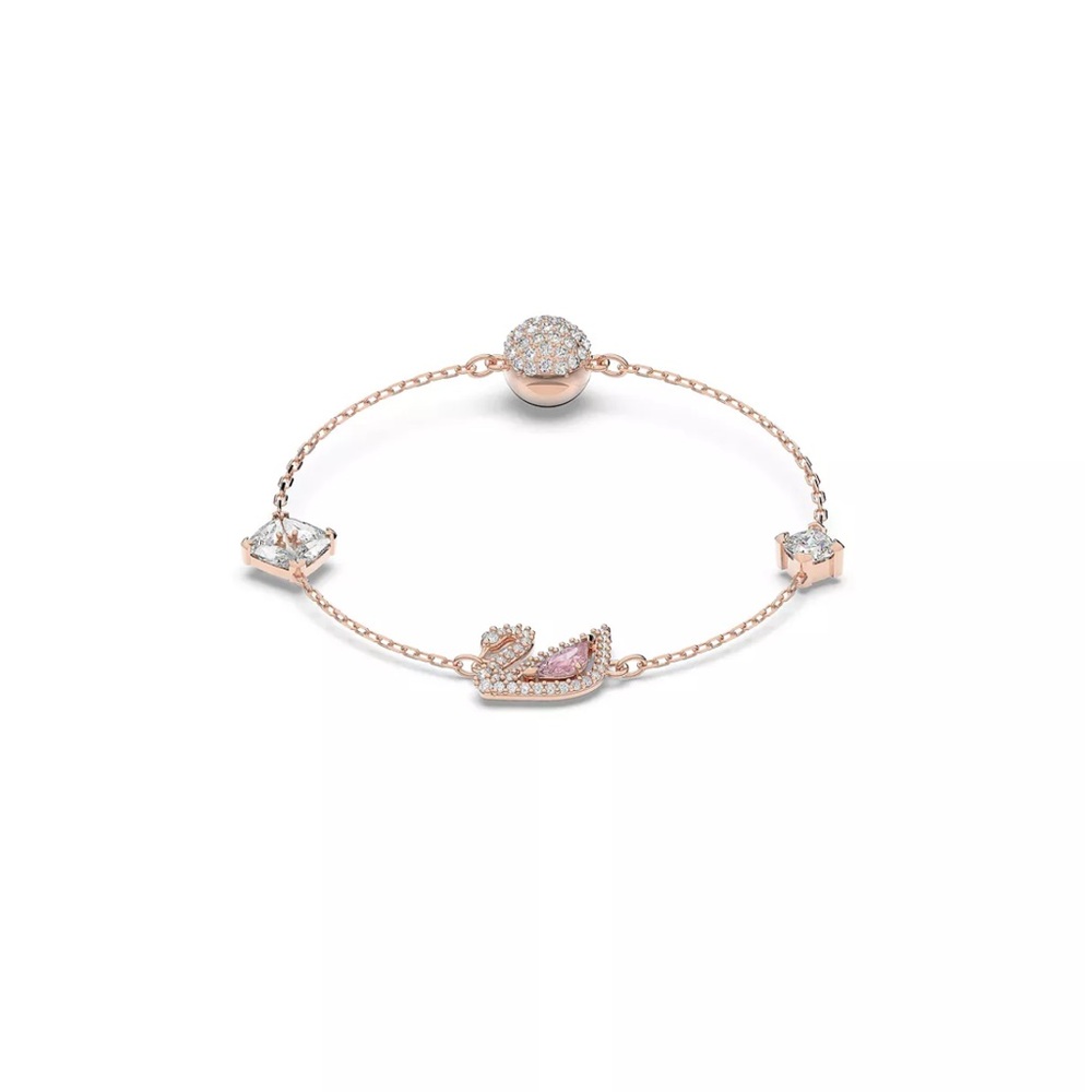 Dazzling Swan Magnetic Rose Gold Tone Plated Bracelet